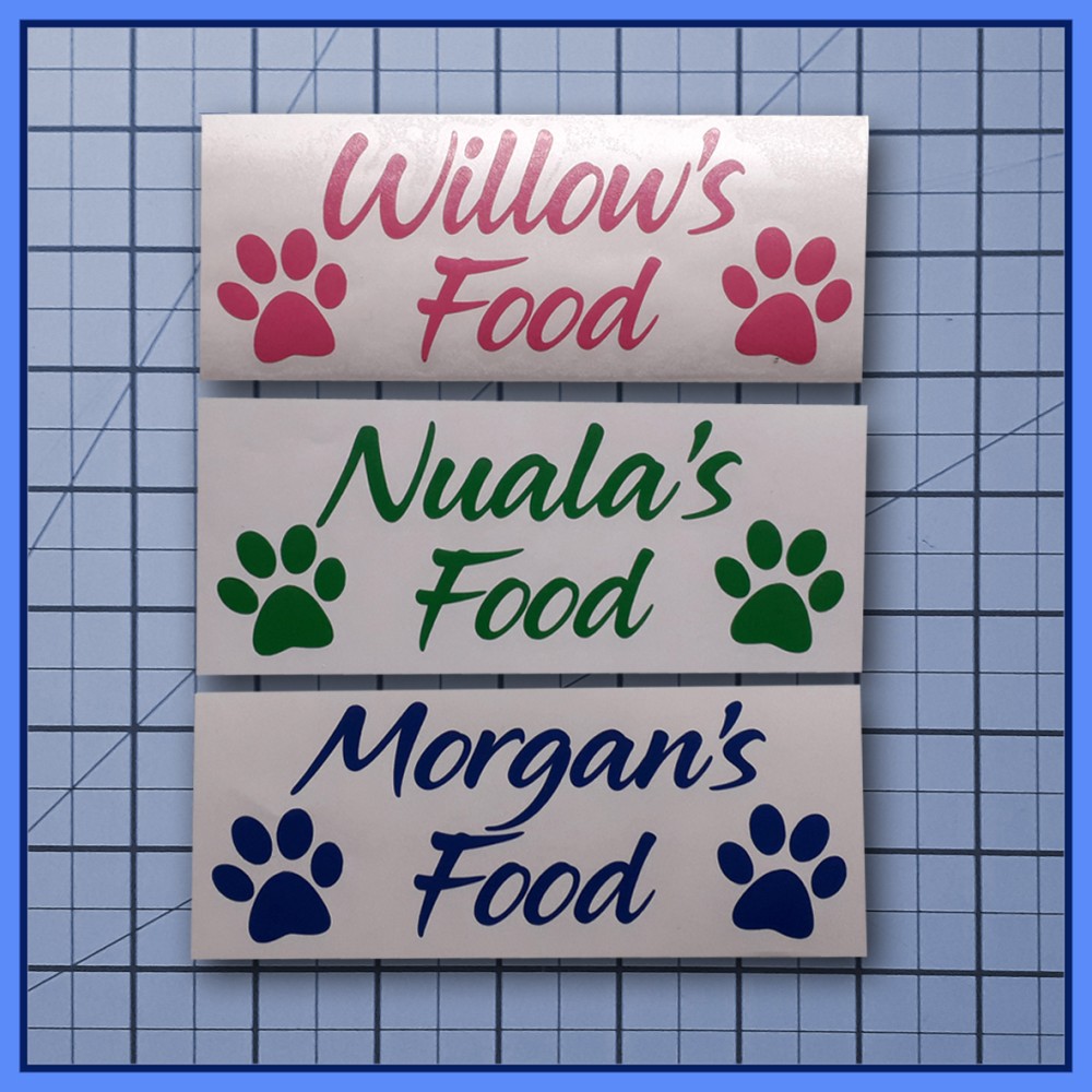 Personalised Pet Dog Food Vinyl Decal Sticker